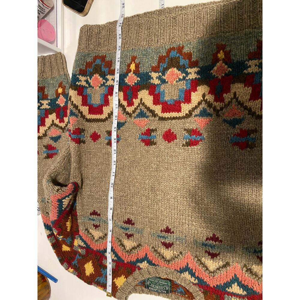RARE Ralph Lauren Country 80s Vintage Horse Southwestern Pattern Wool Sweater - Picture 4 of 11